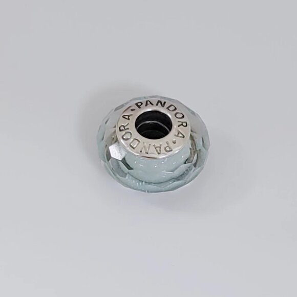 Pandora Faceted Frosty Mint Shimmer Murano Glass Charm Bead with box - Picture 4 of 4